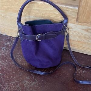 Elegant Purple Suede Bucket Bag